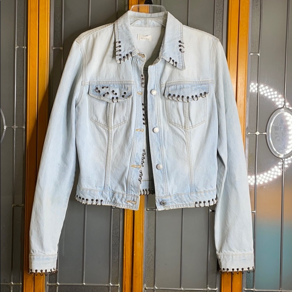 Pinko Light Blue Studded Denim Jacket